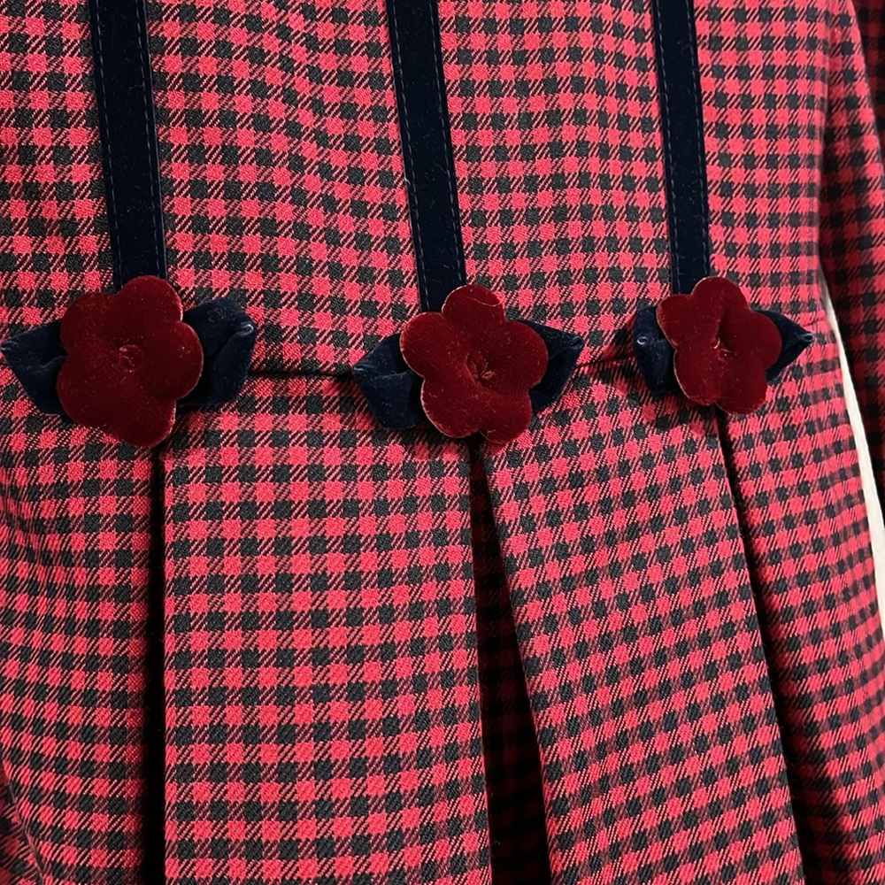 Bonnie Jean - 10 year,‎ navy and red buffalo check dress, velvet - Picture 4 of 11